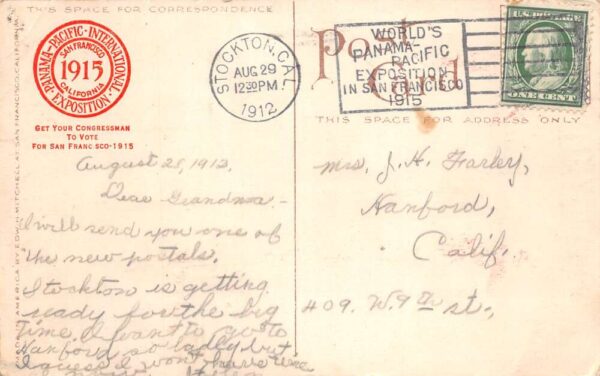 Stockton California Pan Pacific Expo Admission Day Celebration Postcard AA87103 - Image 2