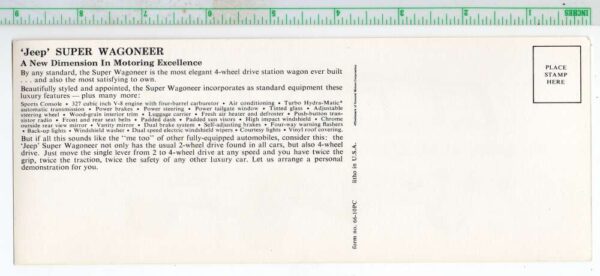 Jeep Super Wagoneer Automobile Car Advertising Extra Wide Postcard AA87131 - Image 2
