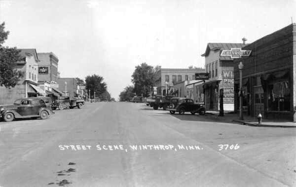Winthrop Minnesota Street Scene Chevrolet Real Photo Postcard AA87146