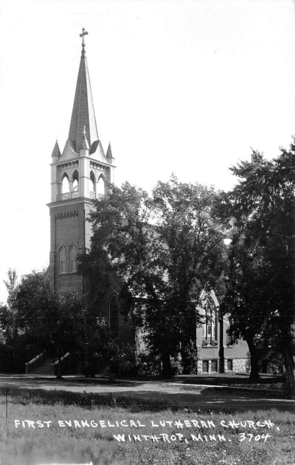 Winthrop Minnesota First Evangelical Luthern Church Real Photo Postcard AA87152