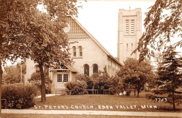 Eden Valley Minnesota St Peters Church Real Photo Vintage Postcard AA87166