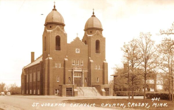 Crosby Minnesota St Josephs Catholic Church Real Photo Vintage Postcard AA87171