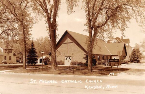 Kenyon Minnesota St Michael Catholic Church Real Photo Vintage Postcard AA87194
