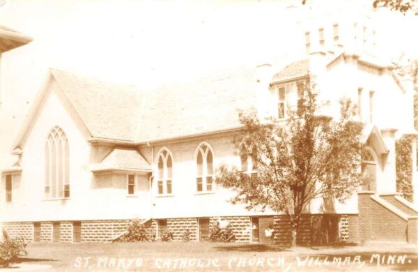 Willmar Minnesota St Marys Catholic Church Real Photo Vintage Postcard AA87200
