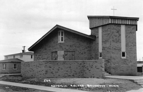 Baudette Minnesota Catholic Church Real Photo Vintage Postcard AA87202