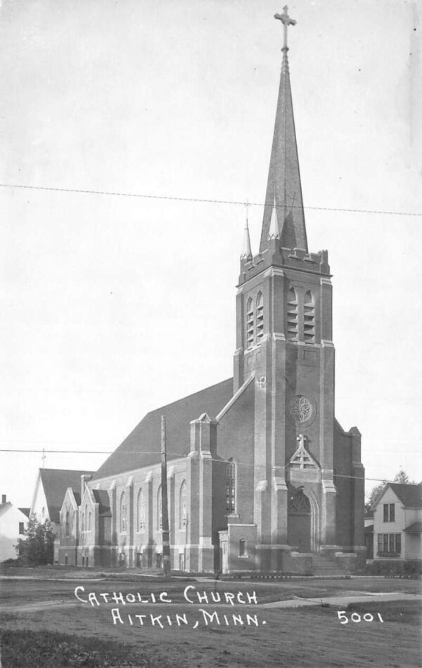 Aitkin Minnesota Catholic Church Real Photo Vintage Postcard AA87205