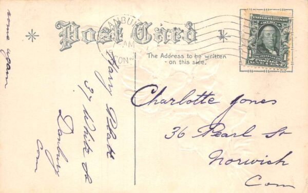 Danbury Connecticut Greetings Flowers and Birds Vintage Postcard AA87212 - Image 2