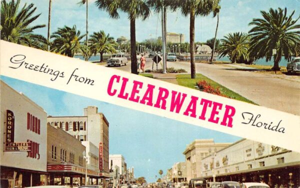 Clearwater Florida Greetings Cleveland St Memorial Causeway Postcard AA87219