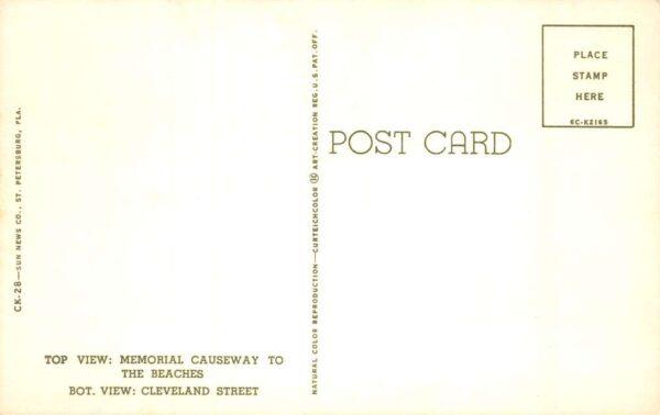 Clearwater Florida Greetings Cleveland St Memorial Causeway Postcard AA87219 - Image 2