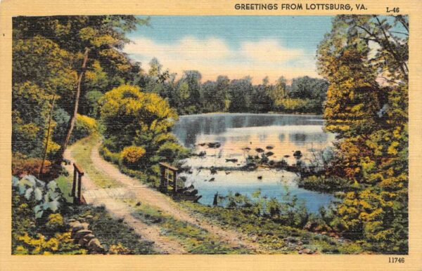 Lottsburg Virginia Greetings Dirt Road Scenic View Linen Postcard AA87223