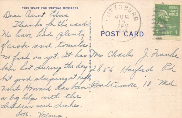 Lottsburg Virginia Greetings Dirt Road Scenic View Linen Postcard AA87223 - Image 2