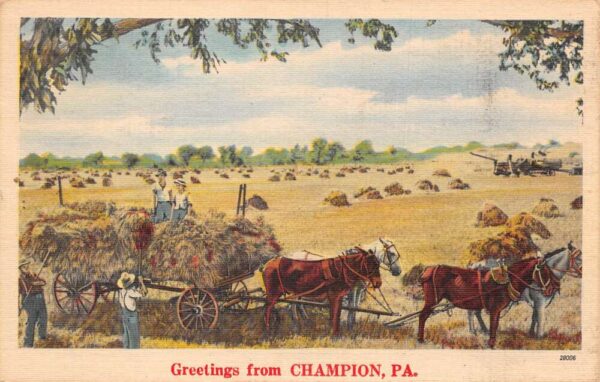 Champion Pennsylvania Greetings Farming Scene Vintage Postcard AA87226
