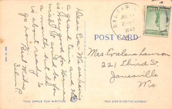 Balsam Lake Wisconsin Greetings Fishing Scene Vintage Postcard AA87234 - Image 2