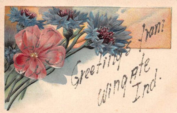 Wingate Indiana Greetings Flowers Glitter Postcard AA87306