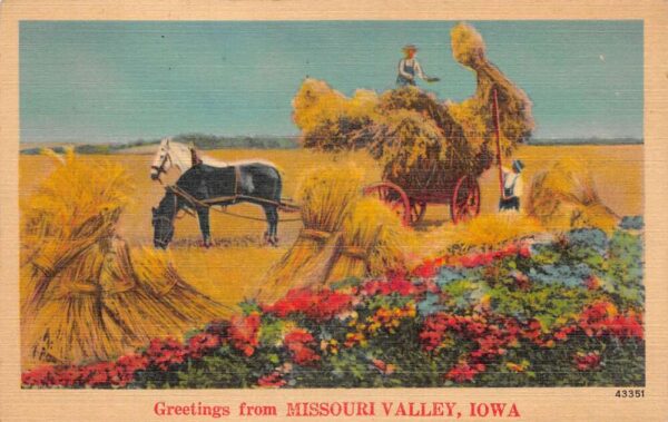 Missouri Valley Iowa Greetings Scenic View Vintage Postcard AA87310