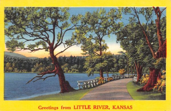 Little River Kansas Greetings Scenic View Vintage Postcard AA87311
