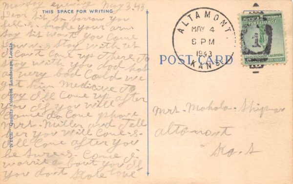 Altamont Kansas Greetings Horse Riding Vintage Postcard AA87313 - Image 2