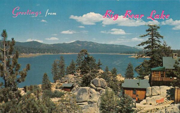 Big Bear Lake California Greetings Fromâ€¦, Cabin View, Chrome Vintage PC U20458