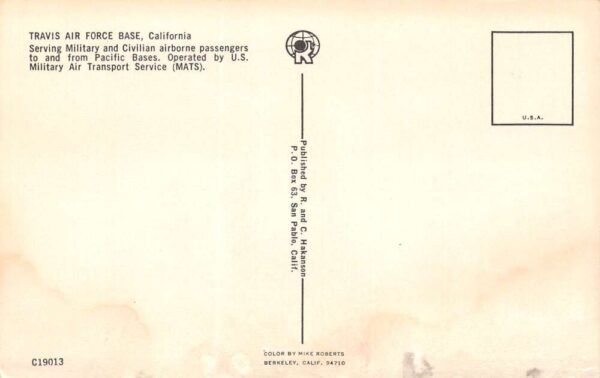 Fairfield California Greetings From Travis Air Force Base, Vintage PC U20464 - Image 2