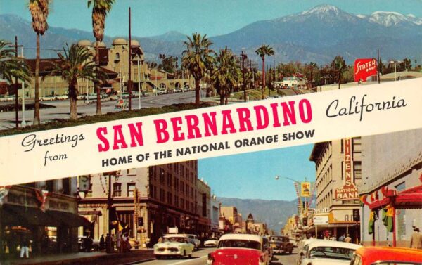 San Bernardino California Greetings From, Santa Fe Depot & E St., PC U20465