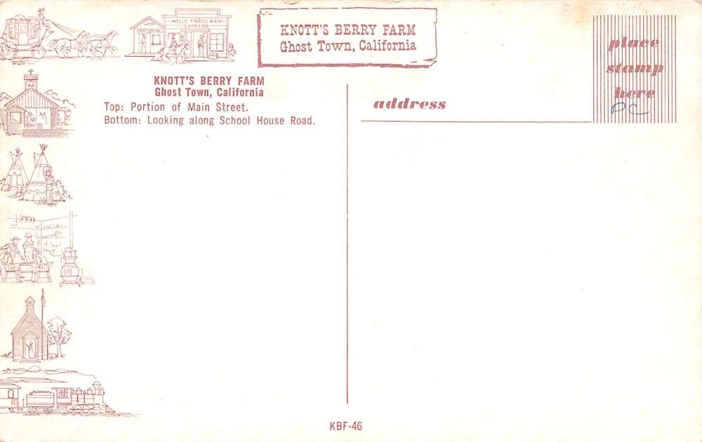 Buena Park California Greetings From Ghost Town, Knott's Berry Farm PC U20474 - Image 2