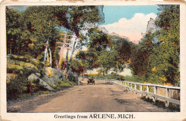 Arlene Michigan Greetings From Arlene, White Border, Vintage Postcard U20493