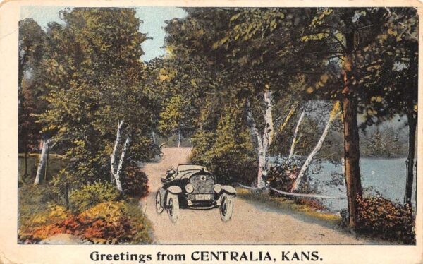 Centralia Kansas Greetings From Centralia, White Border, Vintage Postcard U20510