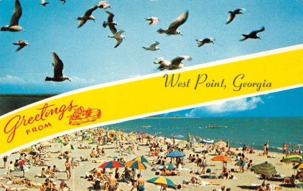 West Point Georgia Greetings From West Point, Chrome, Vintage Postcard U20514