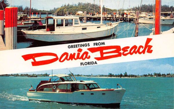 Dania Beach Florida Greetings From Dania Beach, Chrome, Vintage Postcard U20515