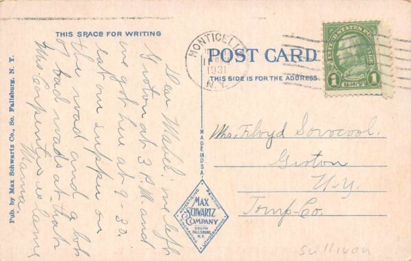 Monticello New York Greetings From Monticello, White Border, Vintage PC U20528 - Image 2