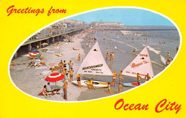 Ocean City New Jersey Greetings From Ocean City, Chrome, Vintage Postcard U20548