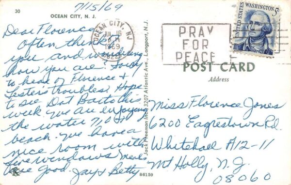 Ocean City New Jersey Greetings From Ocean City, Chrome, Vintage Postcard U20548 - Image 2