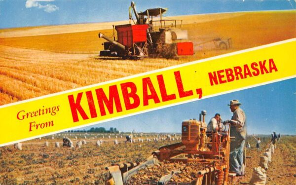 Kimball Nebraska Greetings From Kimball, Farming Scene, Vintage Postcard U20551