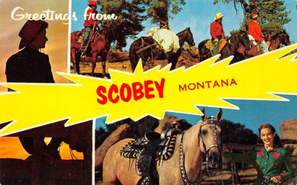 Scobey Montana Greetings From Scobey, Chrome, Vintage Postcard U20567
