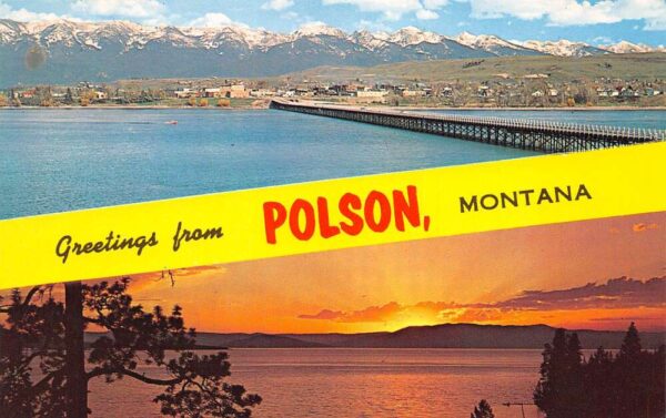 Polson Montana Greetings From Polson, Chrome, Vintage Postcard U20569