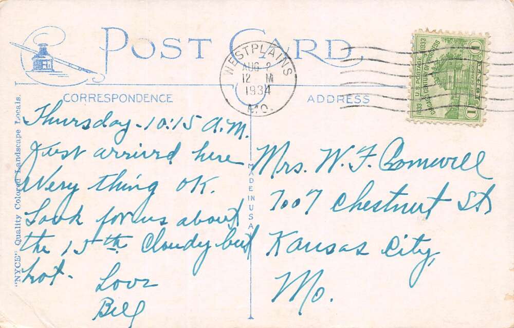 West Plains Missouri Greetings From West Plains, White Border, Vintage PC U20579 - Image 2