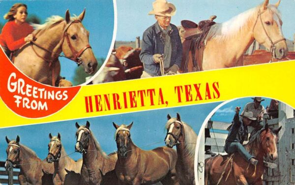 Henrietta Texas Greetings From Henrietta, Chrome, Vintage Postcard U20582
