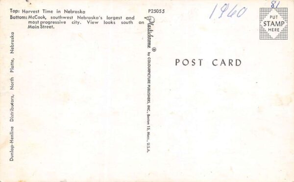 McCook Nebraska Greetings From McCook, Chrome, Vintage Postcard U20584 - Image 2