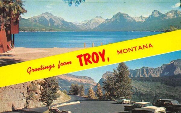 Troy Montana Greetings From Troy, Chrome, Vintage Postcard U20590