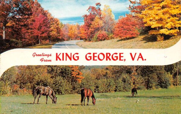 King George Virginia Greetings From King George, Chrome, Vintage PC U20600