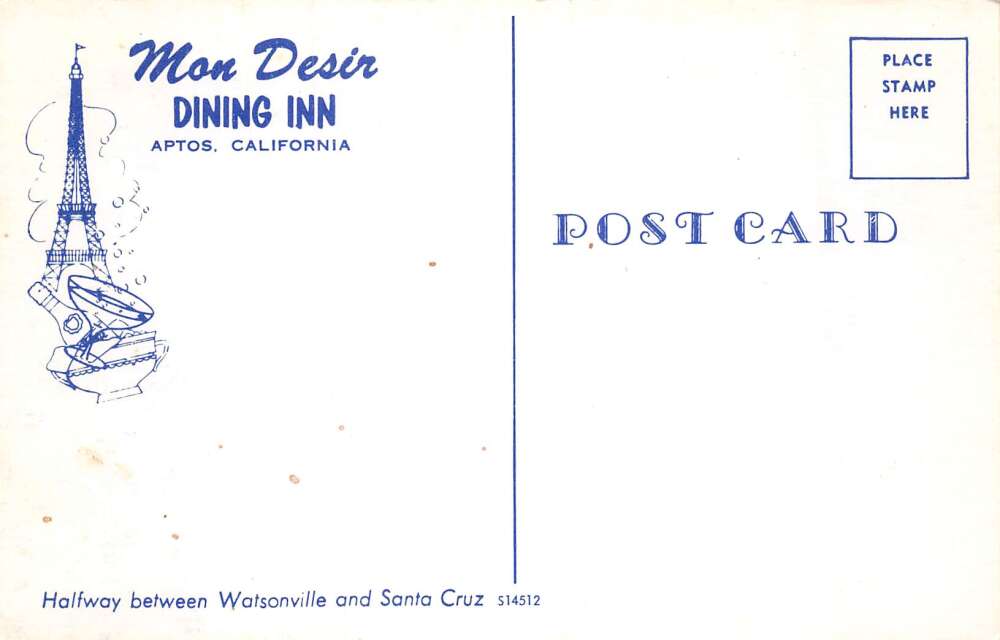 Aptos California Mon Desir Dining Inn Dining Room Vintage Postcard AA87491 - Image 2