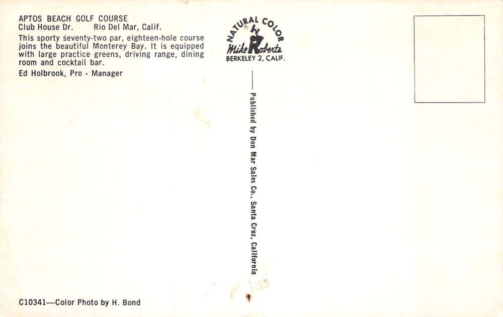 Rio del Mar California Aptos Beach Golf Course Vintage Postcard AA87500 - Image 2