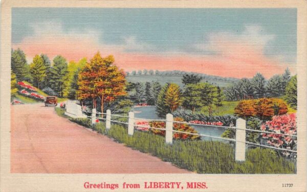 Liberty Mississippi Greetings Road Scenic View Vintage Postcard AA87511