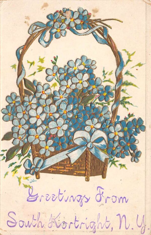 South Kortright New York Greetings Flower Basket Vintage Postcard AA87514