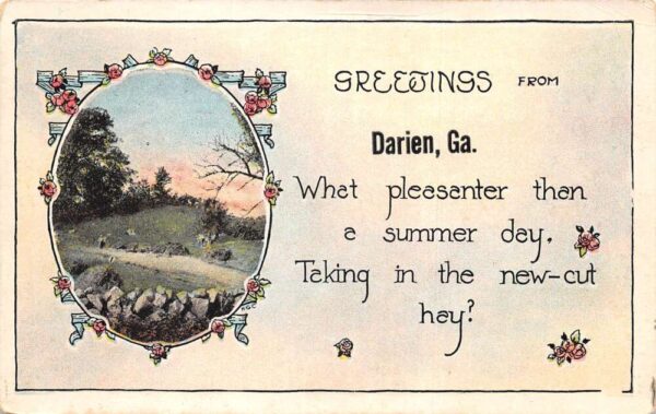 Darien Georgia Greetings Scenic View Vintage Postcard AA87519