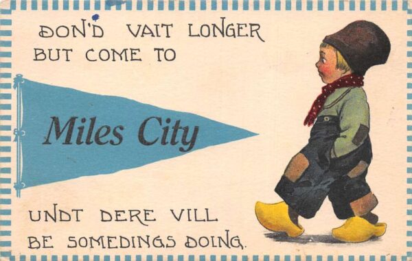 Miles City Montana Greetings Dutch Boy Vintage Postcard AA87523