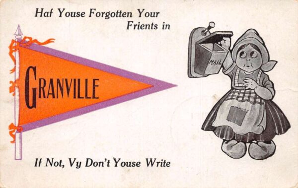 Granville Illinois Greetings Dutch Girl Vintage Postcard AA87525