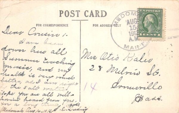 Medomak Maine Greetings Romance Vintage Postcard AA87528 - Image 2