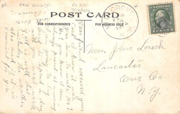 Mill Grove New York Greetings Pennant Flag Scenic View Postcard AA87531 - Image 2