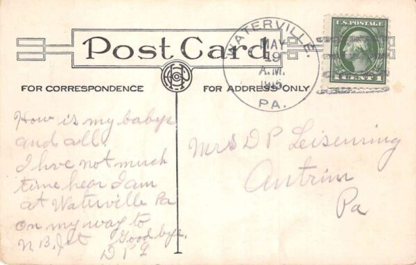 Waterville Pennsylvania Greetings Pennant Flag Scenic View Postcard AA87534 - Image 2